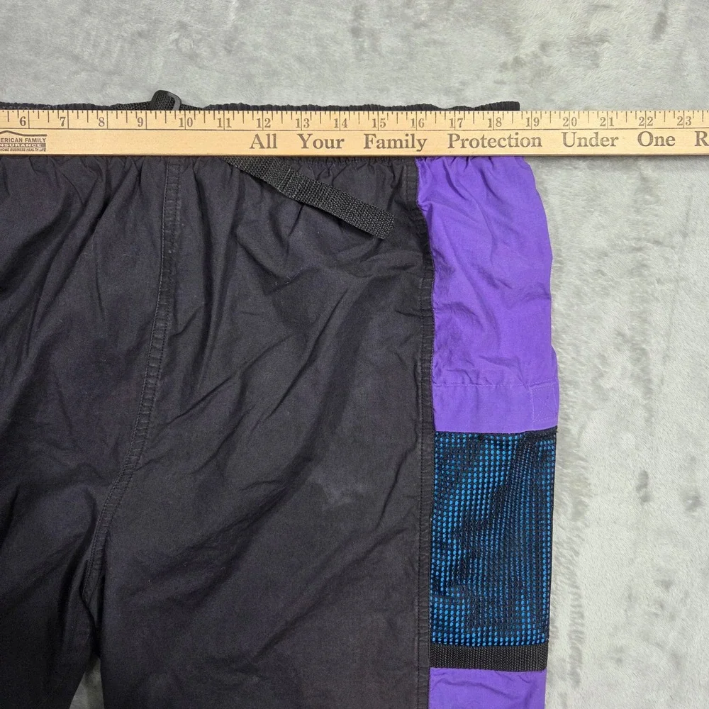 Graphite Sport Mens‎ XL Vintage 90s Colorblock Swim Trunks Black Purple Belted